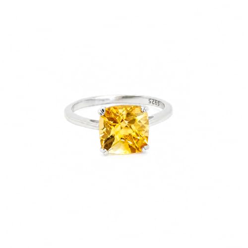 Bague argent 925 citrine véritable 3.5 carats taille 7 bijou femme