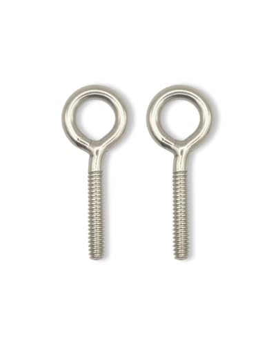 IMScrews Eye Bolts #10-24 x 46mm, 304 Stainless Steel, Half Thread, 4.0mm Coil, 18mm Ring Diameter, Total Length 46mm, Pack of 50