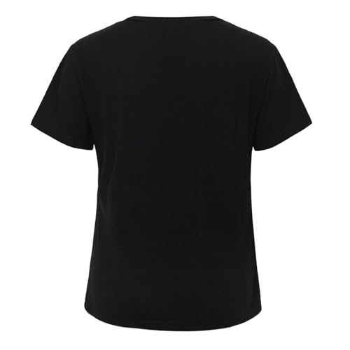 Image of PESION Womens Short Sleeve T-Shirt Sequined Tops O-Neck Funny Graphic Tees Blouse