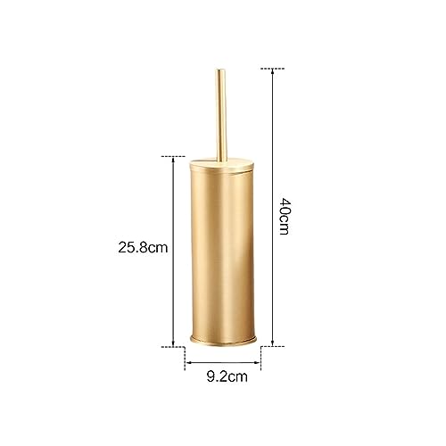 Image of Toilet Brush and Holder Toilet Scrubber Long Handle Decorative Keep Neat and Clean Bristles Minimalist Space Saving Standing, Gold