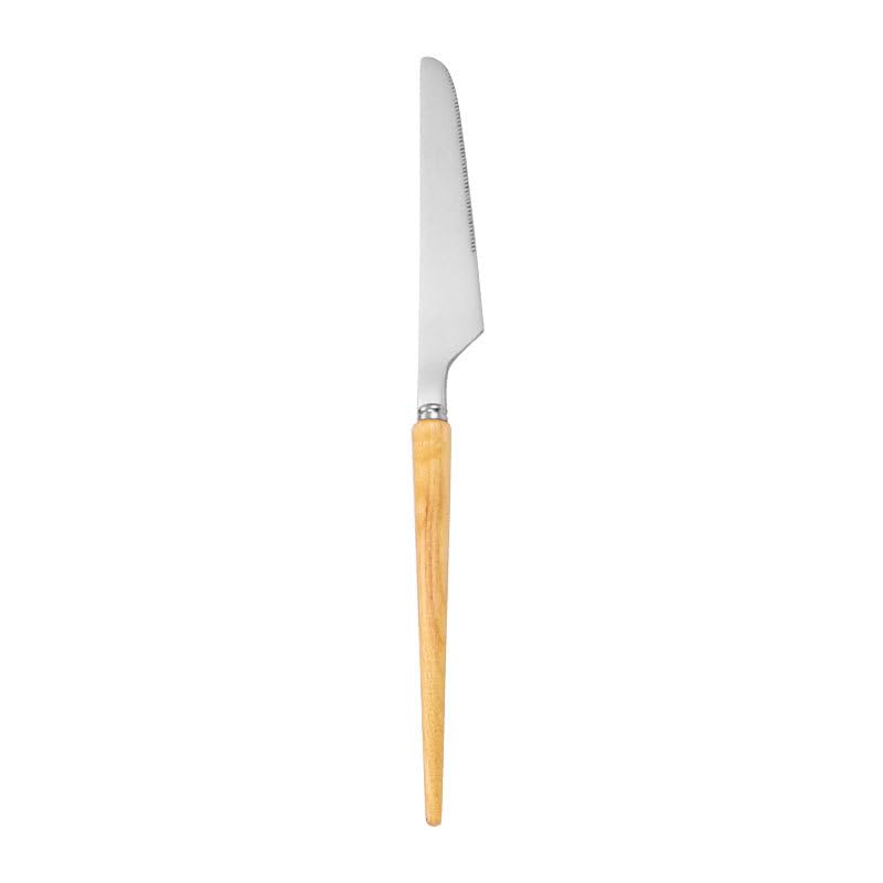 Set Cuchillos Cocina 4 Piezas Acero Inox Madera