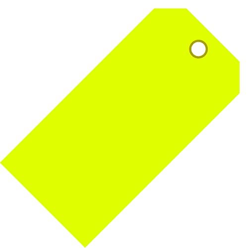 Tags 4 Less 10 Mil Plastic Hang Tags – 2-3/8" x 4-3/4" Waterproof Heavy Duty Vinyl Labels with Reinforced Hole for Tagging, Equipment Labeling, Luggage, Valves & More (Fluorescent Yellow, 1000 Pk)