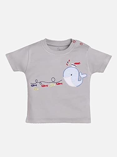 Image of BABY GO 100% Pure Cotton Kids T-Shirt &Shorts for Baby Boys (3-6 Months, GREY)