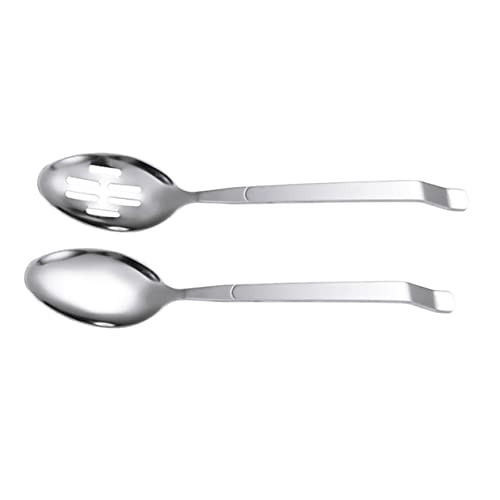 SHOWERORO 2 Pcs Stainless Steel Serving Spoon Salad Spoons Stainless Steel Tableware Restaurant Food Spoon Rice Spoons Salad Serving Utensils Perforated Spoon Kitchen Supplies Long Handle