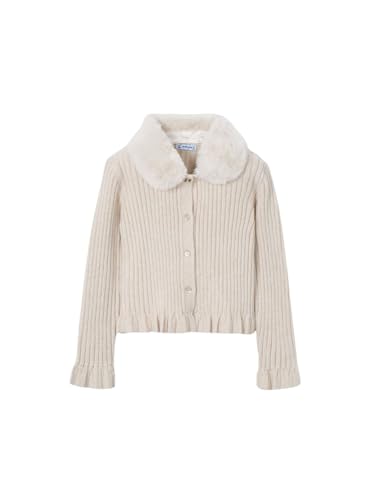 Mayoral Faux Fur Collar Cardigan for Girls H. Sand