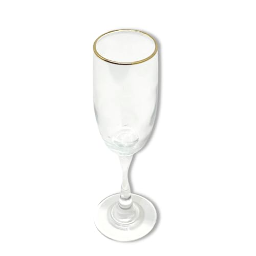 Kit Conjunto 6 Taças Champagne Espumante Vidro Resistente Borda Dourada Glamour Sofisticado 160 ml