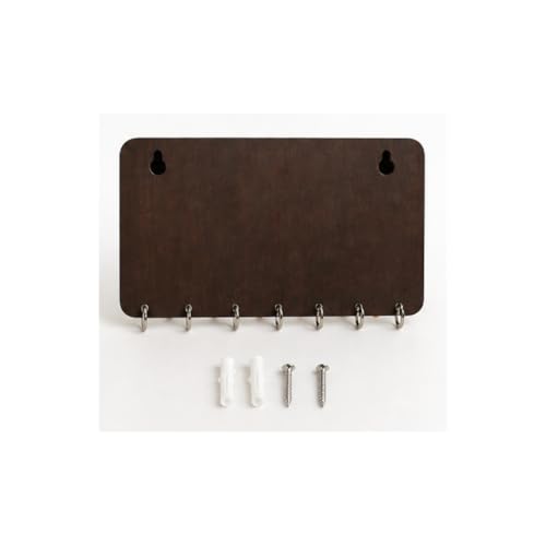 Image of Wooden Key Holder for Wall | Key Hanger Organizer with Storage Slots & Multiple Hooks | Wall Mounted Key Stand for Entryway, Home & Office