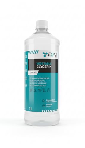 EQM - ECO-904 - Glicerina Vegetal Líquida - 1L - Grado farmacéutico - Hidratante natural cabello y piel - Ideal para jabones, champús, cremas, etc