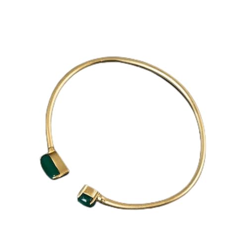 Bracelet ovale calcédoine verte argent S925 : bijou de style antique d'exception pour femme