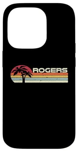 Rogers Surname 80年代 90年代 ビンテージ サンセット ヤシの木付き スマホケース iPhone 14 Pro 用