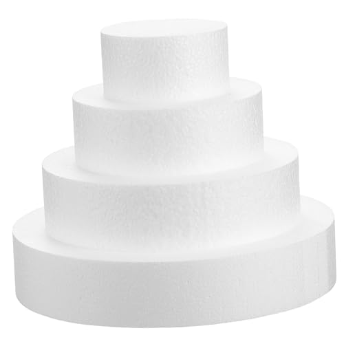 KICHOUSE 4 Piezas Molde De Torta Pastel De Espuma Conformado Espuma De Torta Ficticia Redondo Ficticio Pequeño Espuma En Forma De Torta Muñeco Forma De Pastel De Poliestireno Vaya Blanco