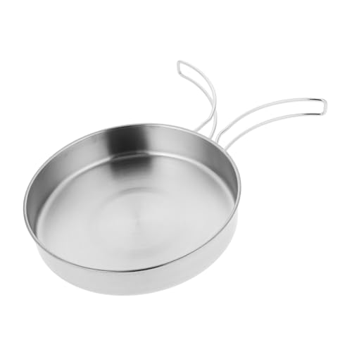 BRIGHTFUFU Non Stick Folding Frying Pan Stainless Steel Outdoor Cooking Pot Portable Camping Skillet for Hiking Steak Pan Convenient Storage for Backpackers and Picnics