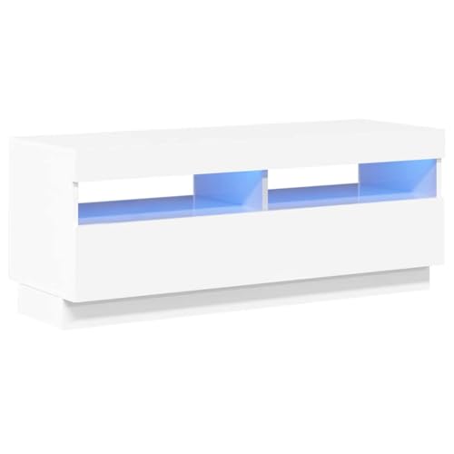 vidaXL TV Cabinet with LED Lights TV Unit Stand Entertainment Centre HiFi Storage Cabinet Lowboard Living Room Bedroom Furniture High Gloss White