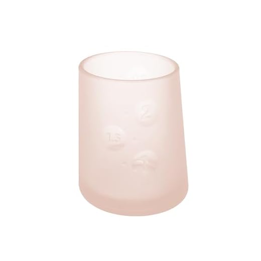 Olababy First Cup | Clear Sense 100% Silicone Infant Trainer Cup | 2oz Medicine Cup for Newborn | Non-Slip & Sloping Design for Tiny Hands & Baby Led Weaning (Coral, 1 Cup)