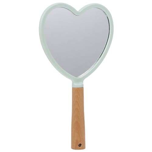 Image of NIYANGLE Heart Shape Vanity Mirror with Handle Lightweight Portable Cosmetic Beauty Mirror for Dressing Table Bathroom Countertop and Travel Reflection Distortion Women and Salon Use