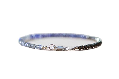 Bracelet labradorite pyrite iolite 3mm LKBEADS avec fermoir argenté LCBR-4024