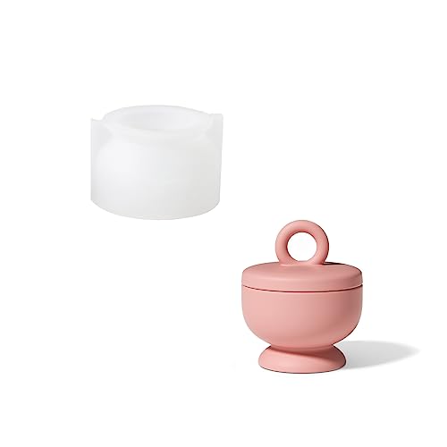 Boowan Nicole Chalice Concrete Candle Jar Silicone Mold Cement Candle Holder with Lids Mould Vessels for Candle Making Supplies
