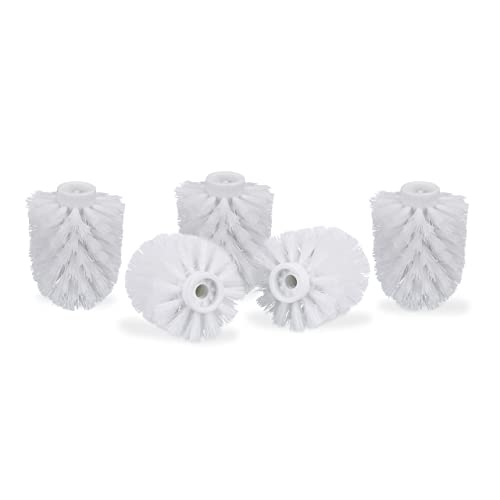 Relaxdays Lot de 5 têtes de brosse de toilette, fil de brosse de toilette en vrac 9,5 mm, tête de brosse de rechange diamètre 8 cm, blanc, 8 x 9,5 cm