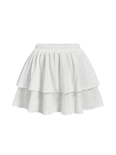 Women's Plus Size Y2k Ruffle Skirt Lolita Layered A Line Skirts Elastic Waist Flowy Summer Mini Skirt