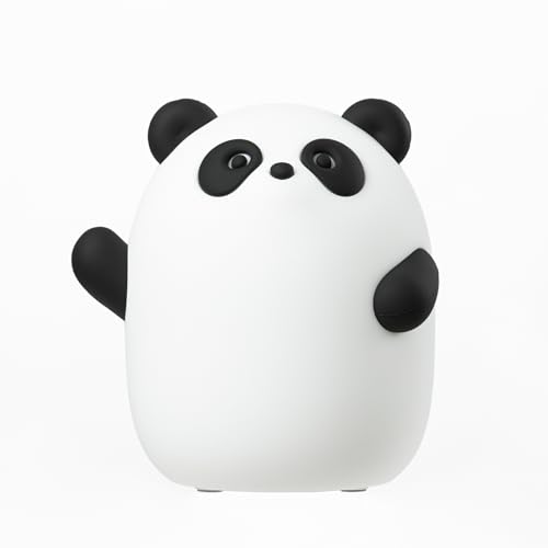 Asa Vea Panda Silicone Night Light, Tap-Controlled LED Lamp with 3-Level Adjustable Soft Glow, Rechargeable Timer Nightlight for Woman, and Stress Relief, Gift for All Ages