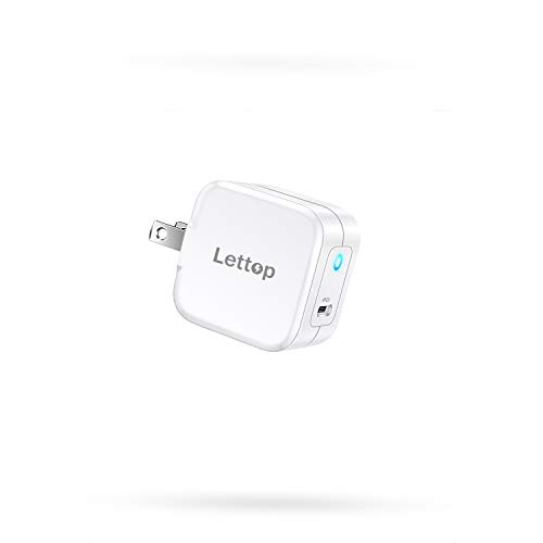 Lettop PD 充電器 20W USB-C 超小型急速充電器 【GaN (窒化ガリウム)採用/PSE認証済み/急速/折りたたみ式プラグ搭載】 Type C USB充電器 iPhone 12/iPhone 12 Pro/12 Pro Max/iPad Air/Android その他各種機器対応 (ホワイト)