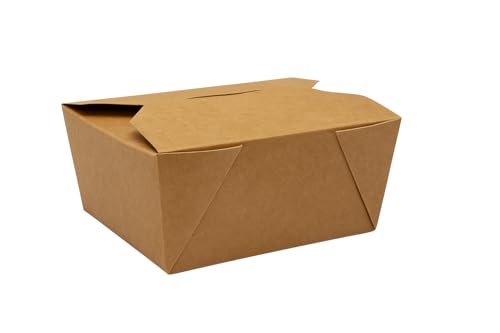 Vertduree Boîtes Repas Carton avec Couvercle – Kraft ou Blanc – 480ml à 1300ml – Emballage Alimentaire Jetable – Écologique – Lots 50, 100, 500 – 4 Tailles (MARRON, 780 ml – Lot de 50)