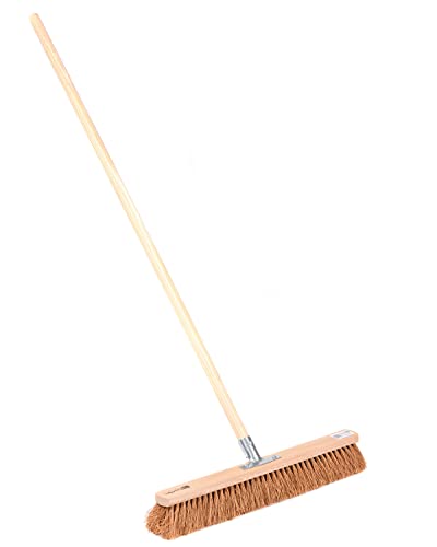 BawiTec Industriebesen Kehrbesen 100cm Breit, mit stabilem Stiel Holzstiel 160cm Lang, Kokosborsten, Kokosbesen, Besen Saalbesen, Metall-Stielhalter, für Innenbereich Außenbereich (100 cm x 160 cm) – Bild 3