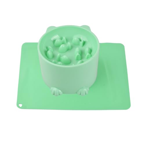 Dewocke Ciotola per Gatti Rialzata con Alimentazione Lenta, Anti Ingozzamento e Vomito, con Tappetino Antiscivolo