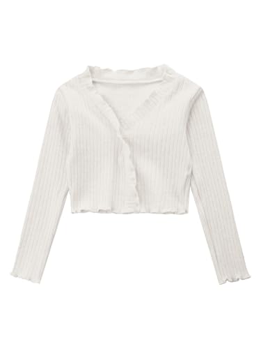 TiaoBug Kids Girls Long Sleeve Ballet Dance Wrap Tops Cardigan Shrug Sweater Dance Warm Up Practice Cover Up3