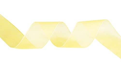 TEKDEERE 25mm Sheer Organza Ribbon,Lemon Shimmer Chiffon Ribbon for DIY Crafts Wedding Party Decorations Gift Wrapping Bridal Bouquets (45M) - Image 3