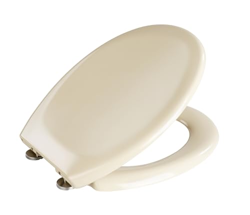 WENKO Abattant WC Premium Ottana Beige Easy-Close - Couvercle de WC antibactérien, abaissement Automatique, Fixation Fix-Clip hygiénique en Acier INOX,...