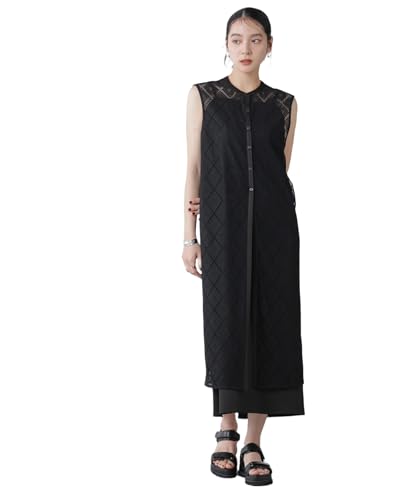 [ナノ・ユニバース] レース ロング ジレ×キャミワンピース セット レディース F 010 ブラック 669-5219307