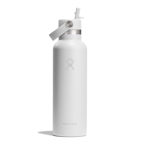 Gourde Hydro Flask 621 ml blanche idéale pour le sport et les porte-gobelets