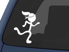 Girl Running Decal Sticker White 5 x 4 (0001)