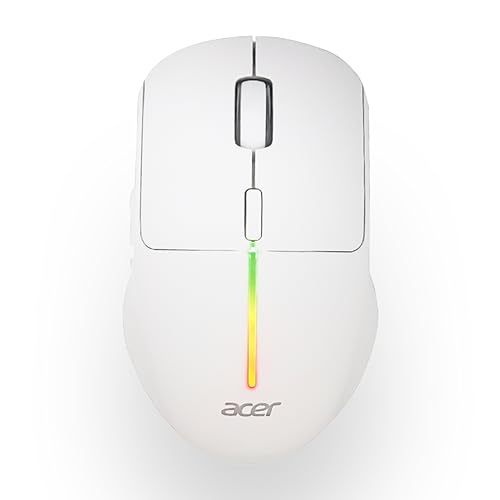 Image of Acer Prism Wireless Mouse | Dual Mode 2.4GHz & BT 5.1 | 6 Buttons with Scroll Wheel | 800 /1200 /1600 DPI | Rechargeable 500mAh Battery | Running RGB | Lightweight 73g I Windows & Mac Compatible - White