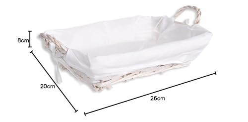 Miniatura 2 de Hersig - Cesta De Mimbre Cesta Decorativa Con Forro Rectangular Con Asas Color Blanco - 26x20x8cm