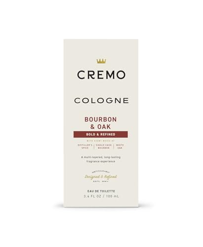 Image of Cremo Cologne For Men - Bourbon & Oak Mens Cologne Spray, A Sophisticated Blend of Distiller's Spice, Fine Bourbon and White Oak, Multi-Layered Signature Men's Fragrances, 3.4 Fl Oz