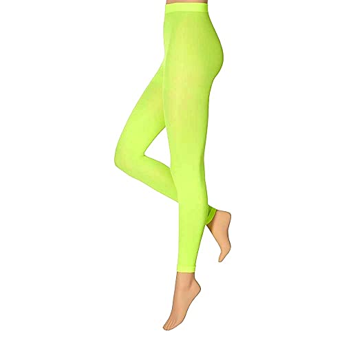 krautwear Pantalon pour Femme et Fille Leggings 60 den Carnaval Mardi Gras Yoga noir rouge bleu blanc rouge néon rose vert jaune, jaune fluo, L-XL