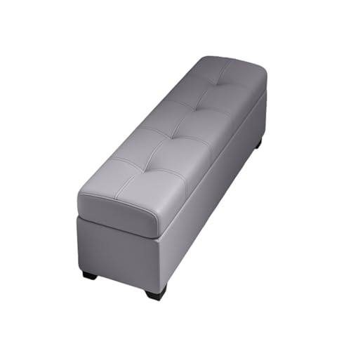 Banc de rangement avec repose-pieds intégré et coffre discret gris foncé - 2