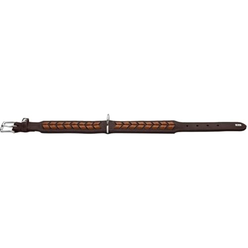 HUNTER EL Paso Hundehalsband mit robustem, geschmeidigem Rindsleder, handgeflochten Farbe Dunkelbraun/schwarz, Größe L