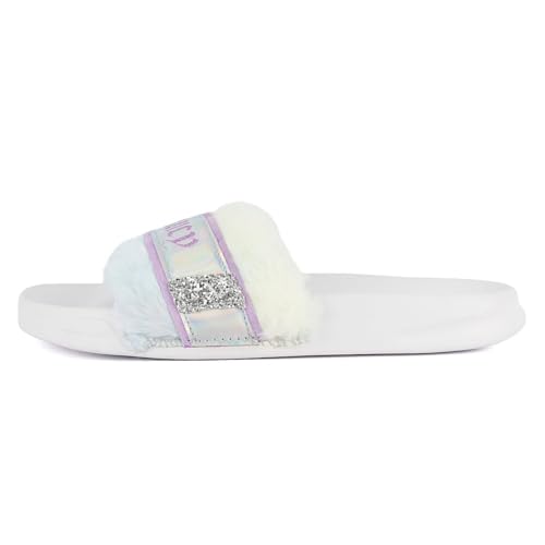 Juicy Couture Women's Fashionable Faux Fur Slide Sandals, Cozy Slip-On with EVA Sole for Indoor & Outdoor Slip-On2