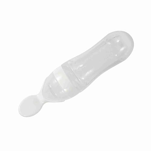 Alimentador de alimentos de silicona de Zenithaur, alimentador de cuchara de dispensación de expulsión para facilitar la alimentación, suministros para alimentos para niños (Blanco)