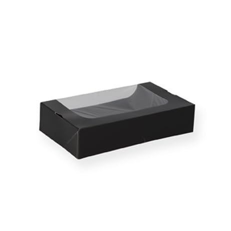Nette 300 Stück - Sushi-Verpackungen schwarz Größe S mit Sichtfenster 160x90x45mm