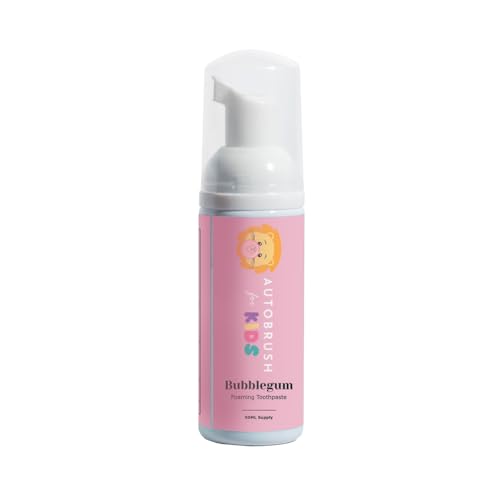 Autobrush Fluoride-Free Foaming Toothpaste for Kids Bubblegum Flavor Whitening & Deep Cleaning Travel Friendly Anti-Cavity (Pack of 1)