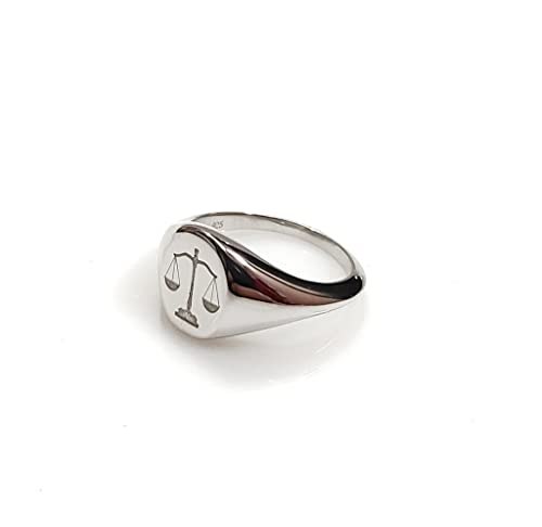 Sterling Silver Libra Signet Ring - Zodiac Scales of Justice Jewelry4