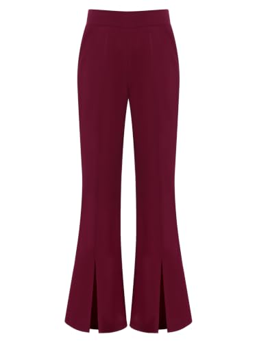 Pantalones de niñas elegantes corte recto con división sofisticada en tobillo