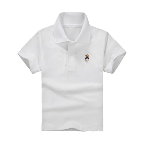 Slxbear Polo de manga corta para niños que absorbe la humedad, uniforme escolar, campamento, rendimiento, secado rápido, transpirable, polos deportivos, tela de piqué suave, cierre de botón, camisas