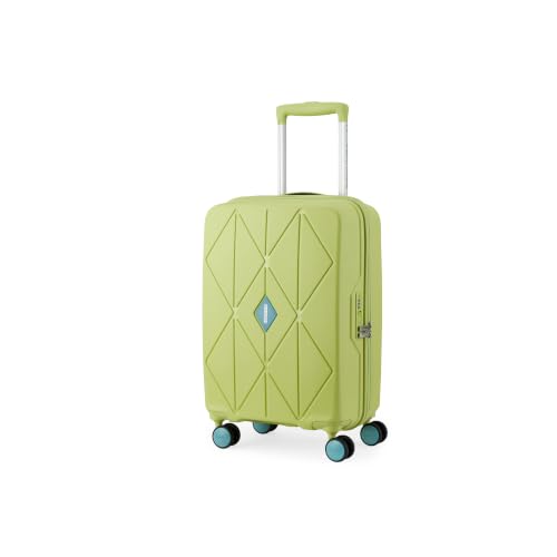 Image of American Tourister Qubiz | Cabin Trolley Bag (55 cm) | 360 8 Wheel Travel Luggage | Hard Case Polypropylene Suitcase | Recessed Combination Lock | Lime & Turquoise