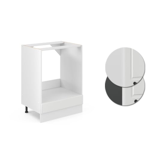 Vicco Herdumbauschrank R-Line, Herdschrank, Weiß Landhaus/Weiß, 60 cm, AP Eiche