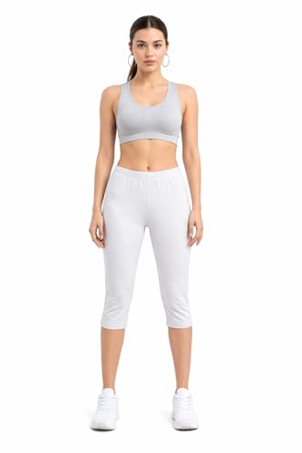 Image of TRASA Women's Cotton Capri Leggings, Stretchable 3 /4 Length Crop Pants, Comfortable, Plus